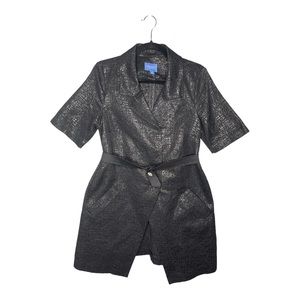 Simply Vera Wang Black Silver Metallic Belted Short Sleeve Jacket | M